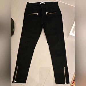 Loft Black Jeans  with zips on legs and pockets.